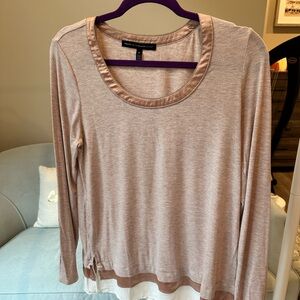 White House Black Market Rose Gold Ruffled Blouse